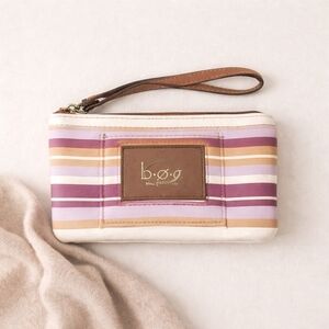 B.O.C. Born Striped Wristlet Leather Strap Y2K Mini Clutch